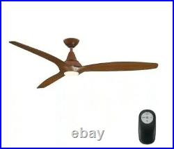 Tidal Breeze 60 in. LED Indoor Distressed Koa Ceiling Fan with Light Kit and Rem