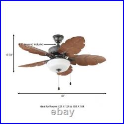 Tropical Palm Cove Ceiling Fan with LED Light Kit 44in Downrod Reversible Motor