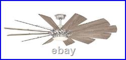 Trudeau 60 in. LED Brushed Nickel Ceiling Fan with Light & Remote