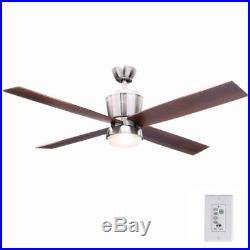 Trusseau 52 in. Indoor Brushed Nickel Ceiling Fan with Light Kit and Remote