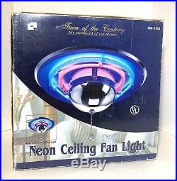 Turn Of The Century Red Blue Neon Ceiling Fan Light Convertable
