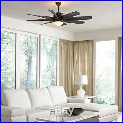Unique 8-Blade 56 Large Contemporary Ceiling Fan + Remote Industrial Light Kit