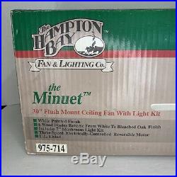 VTG The Minuet By The Hampton Bay 30 Ceiling Fan With Light Kit 975-714 White New