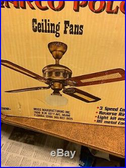 Vintage 90s Moss Marco Polo Ceiling Fan 856X New In Opened Box With Light Kit