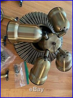 Vintage Hunter Antique Brass 52 Ceiling Fan Light Kit & Cap Brown Blades 23021