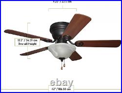 WC42ORB5C1 Wyman Flush Mount 42 Ceiling Fan with 120 Watts Bowl Light Kit & Pul