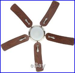 Walnut Curved Blades 51 Ceiling Fan Brushed Nickel Dome Frosted Light Kit New