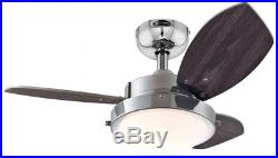 Westinghouse Wengue 30 in. Chrome Indoor Small Room Ceiling Fan With Light Kit