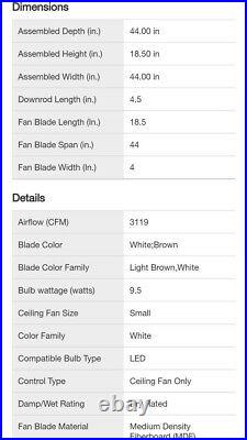 Westmount 44 in. LED Matte White Ceiling Fan with Light Kit