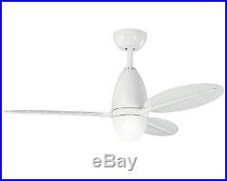 White 44 Ceiling Fan With Clear White Silver Blades With Light Kit And Remote