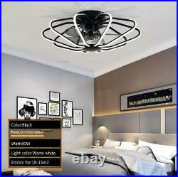 White/Black Ceiling Fan With Light kit Remote Control LED Warm White Lamp Modern