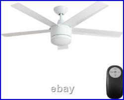 White Ceiling Fan 52 in. Integrated LED Indoor Light Kit And Remote Control