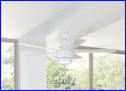 White Ceiling Fan 52 in. Integrated LED Indoor Light Kit And Remote Control