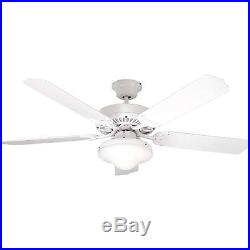 White Ceiling Fan Indoor Outdoor 52 Dual-Mount 5 Blades Light kit adaptable