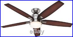 Windemere 54-in Brushed Nickel Indoor Downrod Mount Ceiling Fan Light Kit Remote