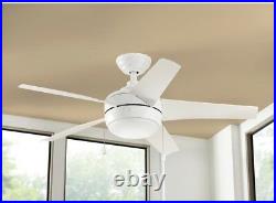Windward 44 in. LED Indoor Matte White Ceiling Fan With Light Kit Frosted Bowl