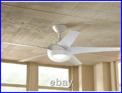 Windward 44 in. LED Indoor Matte White Ceiling Fan With Light Kit Frosted Bowl
