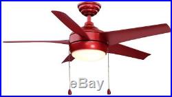 Windward 44 in. LED Indoor RED Ceiling Fan With Light Kit Frosted White Bowl