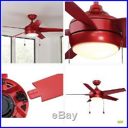 Windward 44 in. LED Indoor RED Ceiling Fan With Light Kit Frosted White Bowl