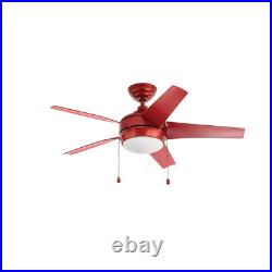 Windward 44 in. LED Red Ceiling Fan Modern with Light Kit Pull chain Small Room