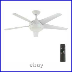 Windward IV 52'' LED Indoor Matte White Ceiling Fan with Light Kit & Remote by HDC