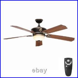 Wineberg 60 in. Indoor Old World Gold Ceiling Fan with Light Kit and Remote Cont
