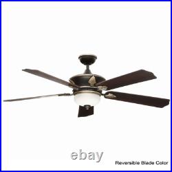 Wineberg 60 in. Indoor Old World Gold Ceiling Fan with Light Kit and Remote Cont